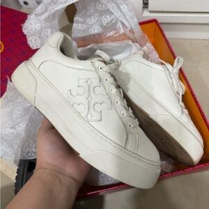 Marc Fisher White Leather Platform Sneakers